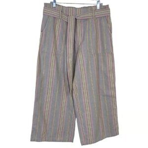 American Eagle Linen Blend Striped High Waisted Wide Leg Pants Vacation Wear XL